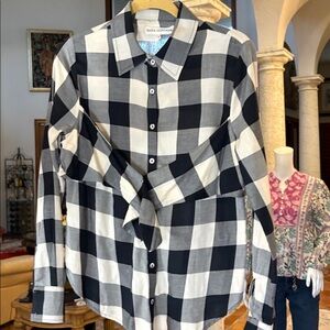 Mara H Organic Cotton, Black And Cream Check Shirt